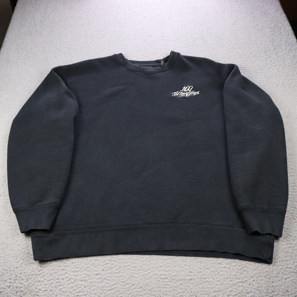 100 Thieves Foundations Sweatshirt Mens XL Black Crewneck Heavyweight Y2K